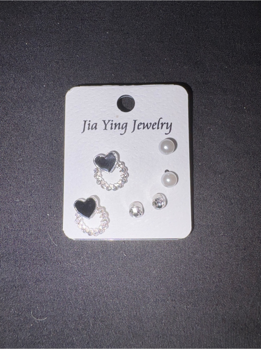 Silver Heart & Pearl Earring Set